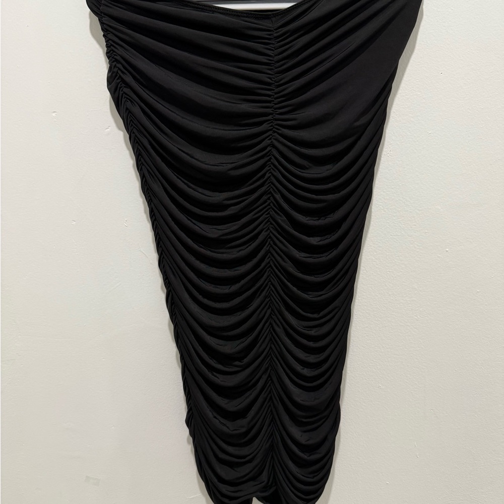 Chic Black Ruched Dress